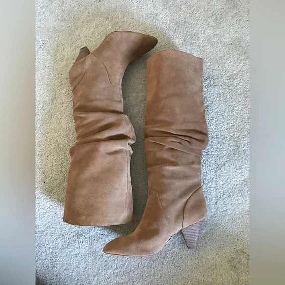 Antonio Melanie Sapphira Beige Suede Slouch Knee High Tall Boot W9 - Picture 15 of 16